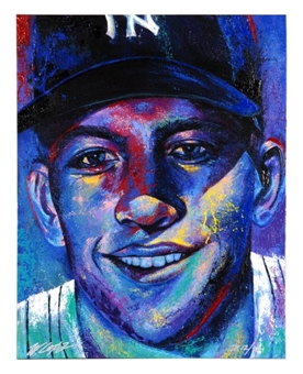 Mickey Mantle New York Yankees Bill Lopa Giclee On Canvas